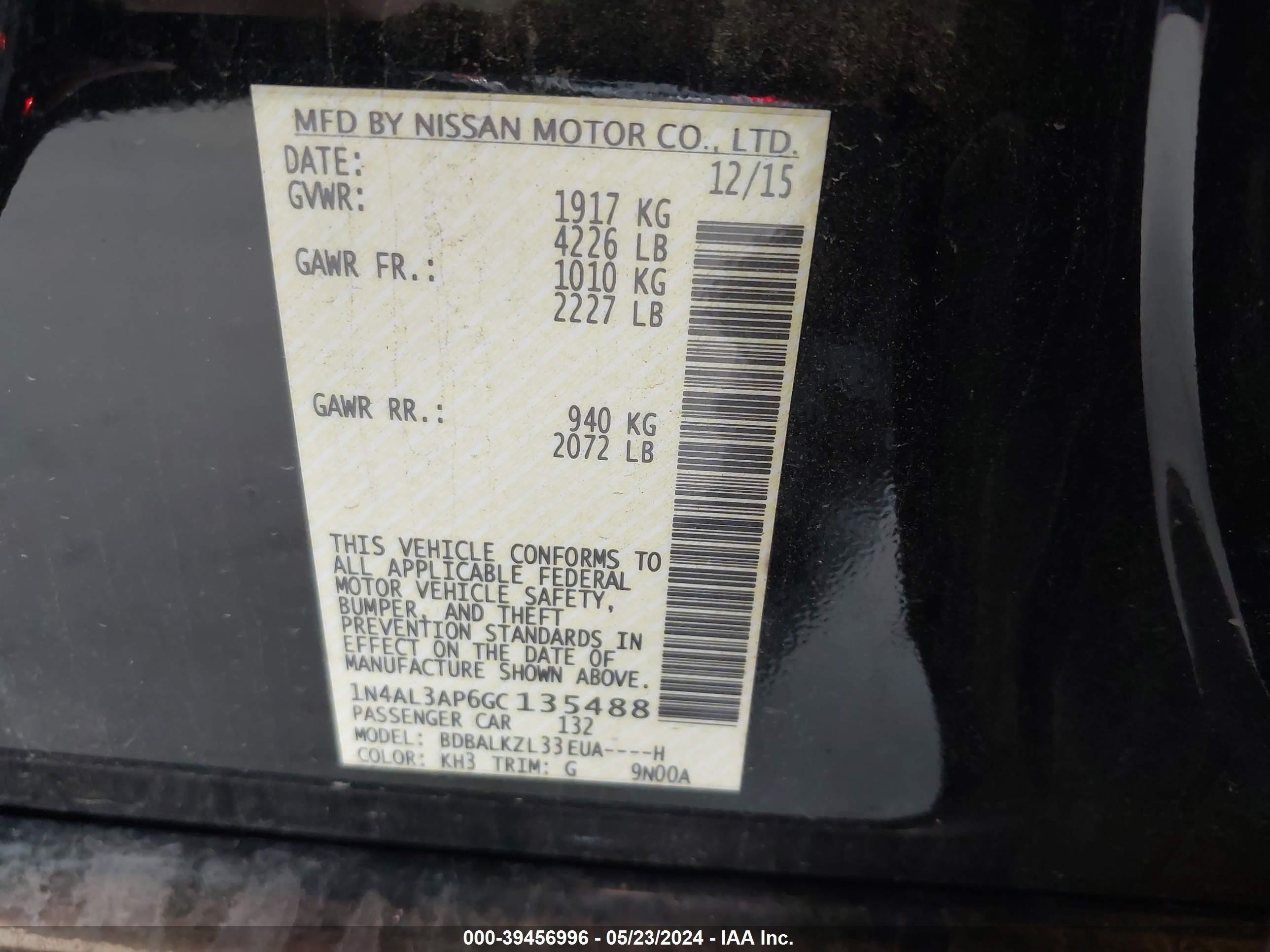 Photo 8 VIN: 1N4AL3AP6GC135488 - NISSAN ALTIMA 