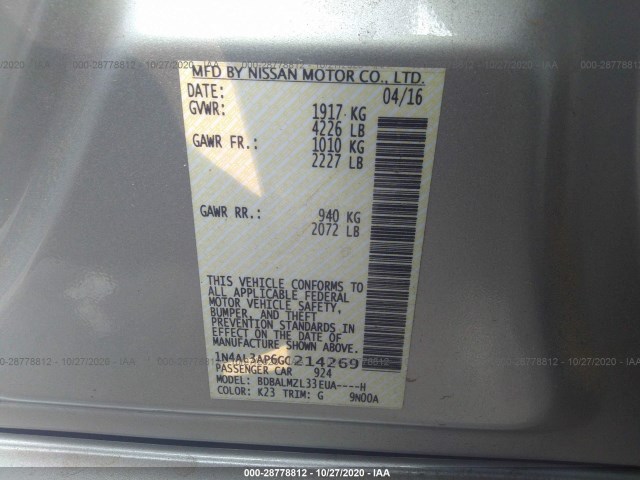 Photo 8 VIN: 1N4AL3AP6GC214269 - NISSAN ALTIMA 