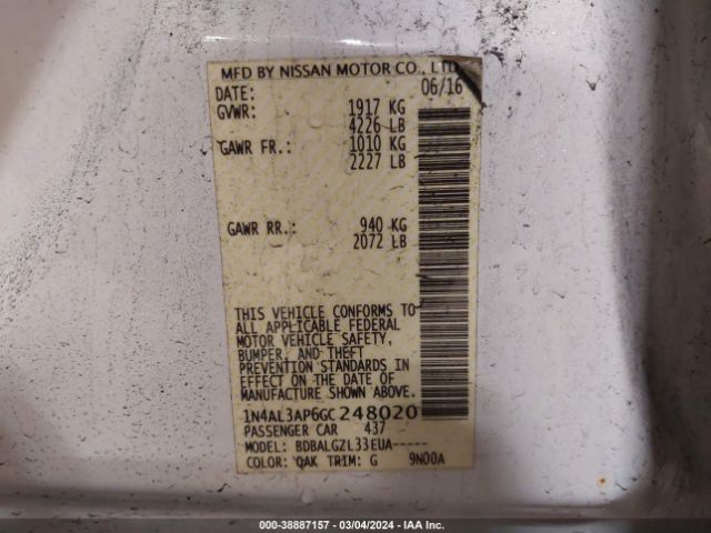 Photo 8 VIN: 1N4AL3AP6GC248020 - NISSAN ALTIMA 