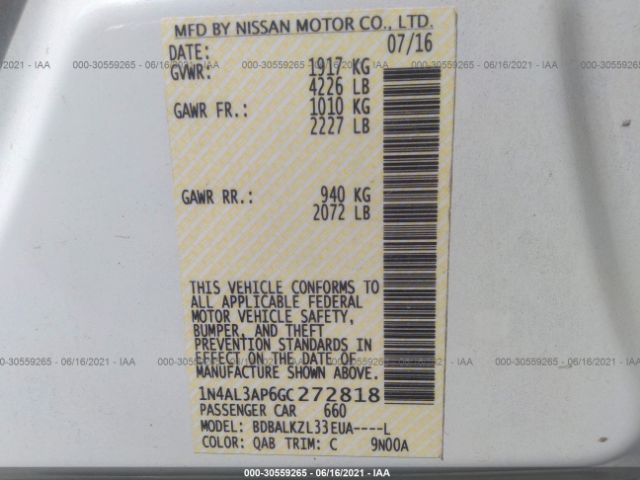 Photo 8 VIN: 1N4AL3AP6GC272818 - NISSAN ALTIMA 