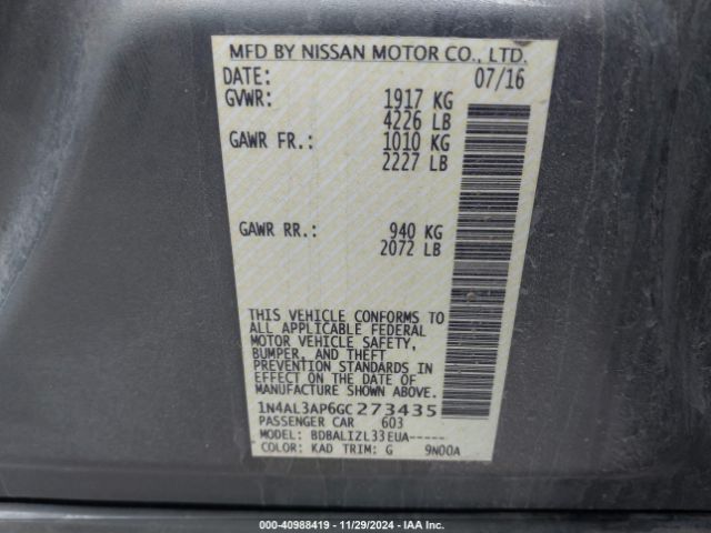 Photo 8 VIN: 1N4AL3AP6GC273435 - NISSAN ALTIMA 