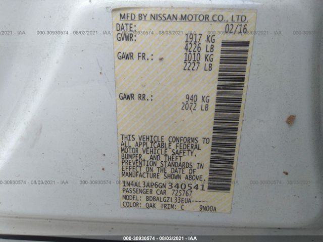 Photo 8 VIN: 1N4AL3AP6GN340541 - NISSAN ALTIMA 