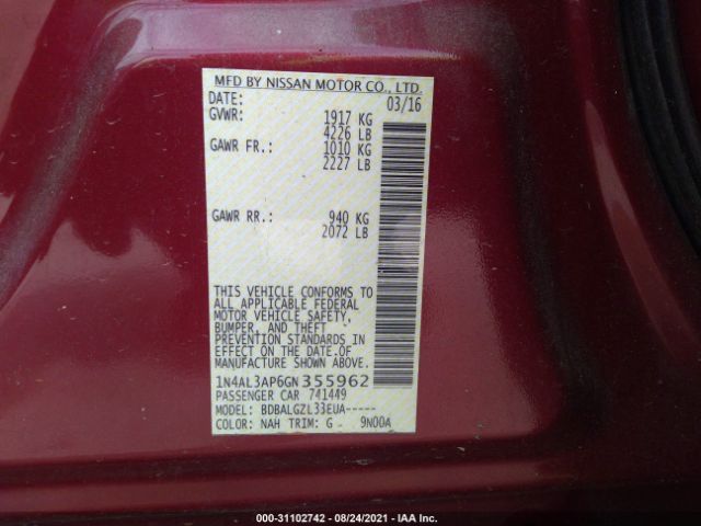 Photo 8 VIN: 1N4AL3AP6GN355962 - NISSAN ALTIMA 