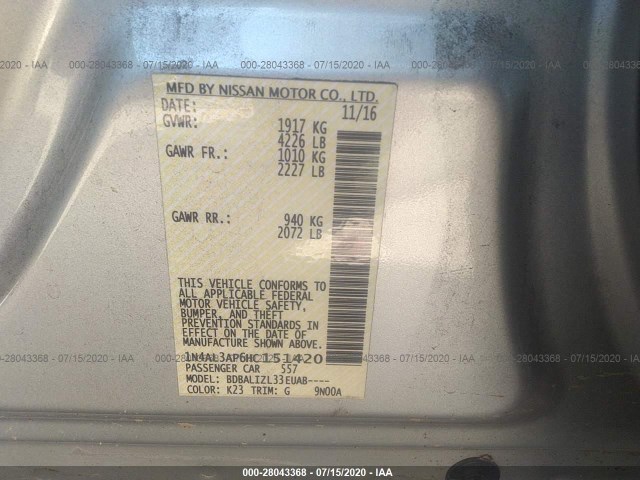 Photo 8 VIN: 1N4AL3AP6HC151420 - NISSAN ALTIMA 