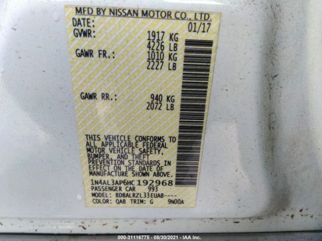 Photo 8 VIN: 1N4AL3AP6HC192968 - NISSAN ALTIMA 