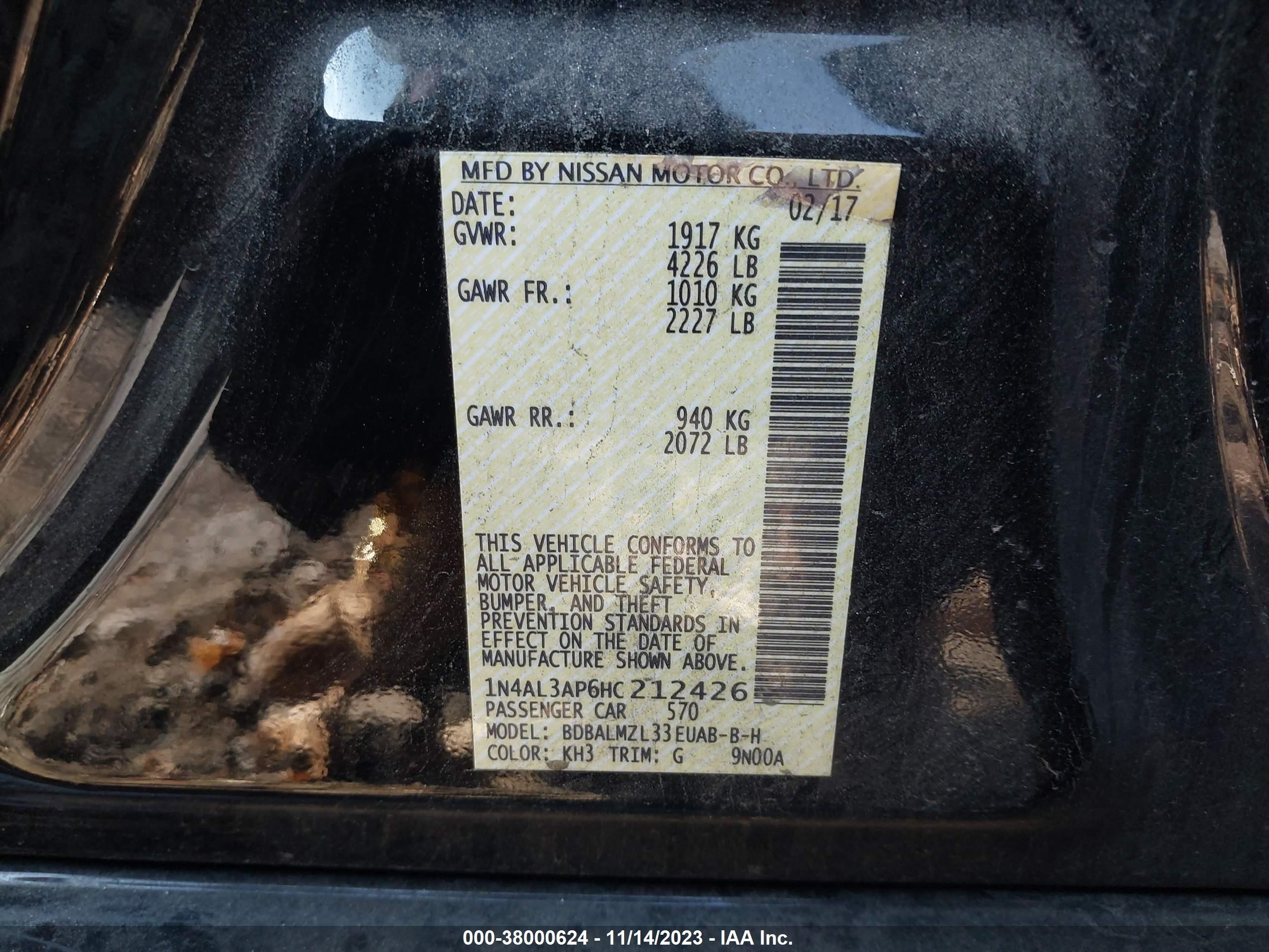 Photo 8 VIN: 1N4AL3AP6HC212426 - NISSAN ALTIMA 