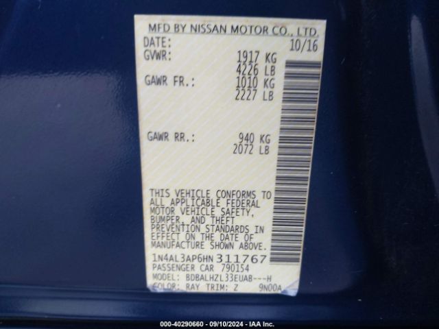 Photo 8 VIN: 1N4AL3AP6HN311767 - NISSAN ALTIMA 