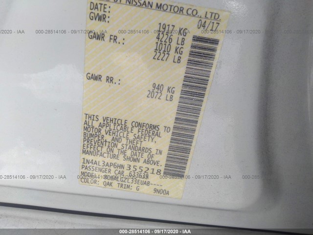 Photo 8 VIN: 1N4AL3AP6HN355218 - NISSAN ALTIMA 