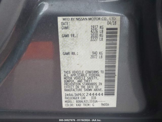 Photo 8 VIN: 1N4AL3AP6JC244444 - NISSAN ALTIMA 