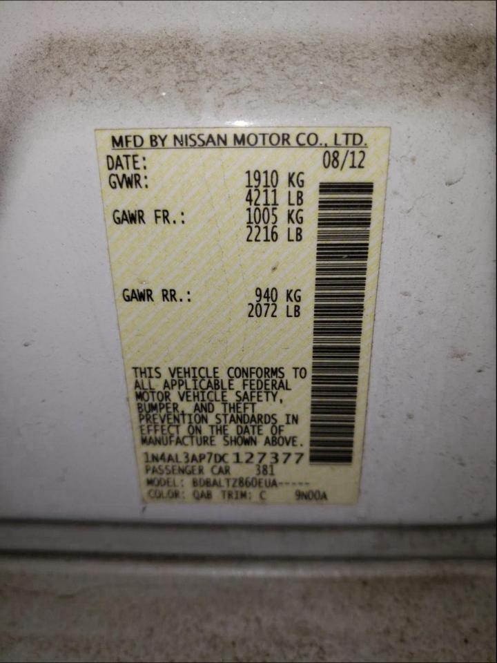 Photo 9 VIN: 1N4AL3AP7DC127377 - NISSAN ALTIMA 2.5 