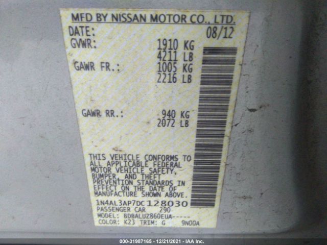 Photo 8 VIN: 1N4AL3AP7DC128030 - NISSAN ALTIMA 