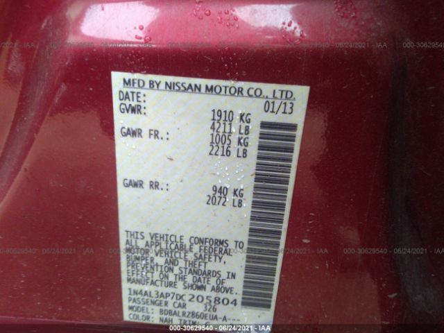 Photo 8 VIN: 1N4AL3AP7DC205804 - NISSAN ALTIMA 