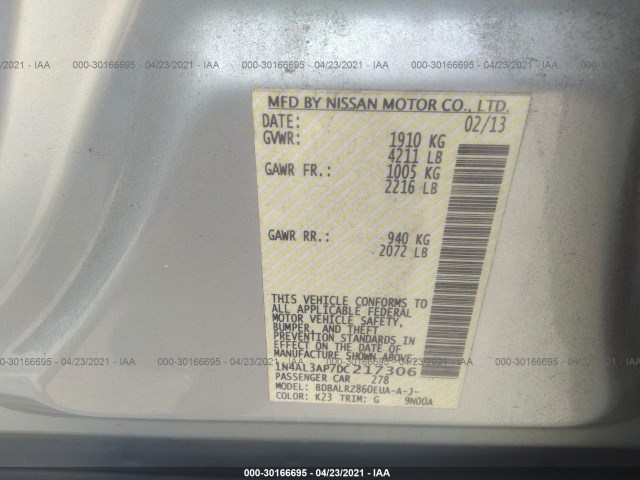 Photo 8 VIN: 1N4AL3AP7DC217306 - NISSAN ALTIMA 