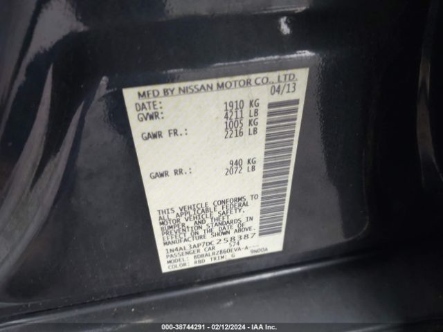 Photo 8 VIN: 1N4AL3AP7DC258387 - NISSAN ALTIMA 