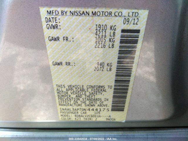 Photo 8 VIN: 1N4AL3AP7DN444175 - NISSAN ALTIMA 