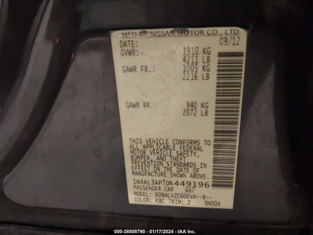 Photo 8 VIN: 1N4AL3AP7DN449196 - NISSAN ALTIMA 