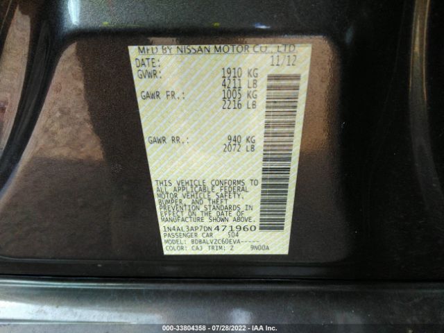 Photo 8 VIN: 1N4AL3AP7DN471960 - NISSAN ALTIMA 