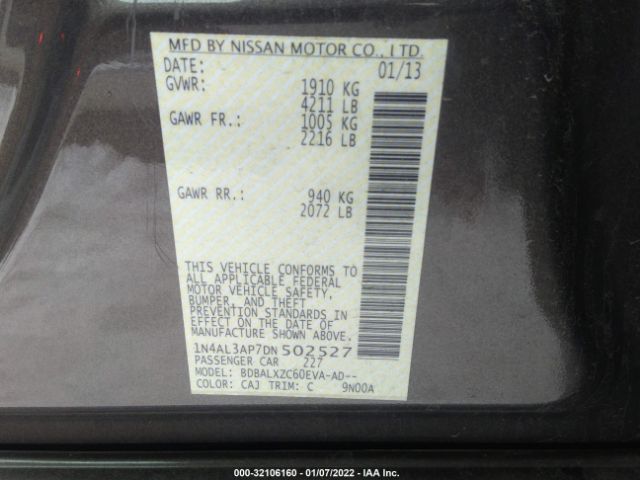 Photo 8 VIN: 1N4AL3AP7DN502527 - NISSAN ALTIMA 