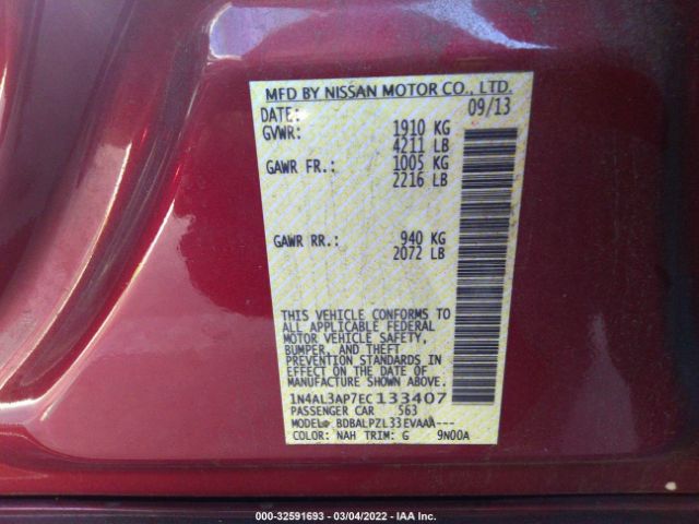 Photo 8 VIN: 1N4AL3AP7EC133407 - NISSAN ALTIMA 