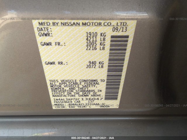 Photo 8 VIN: 1N4AL3AP7EC136047 - NISSAN ALTIMA 