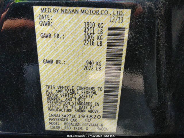 Photo 8 VIN: 1N4AL3AP7EC193820 - NISSAN ALTIMA 