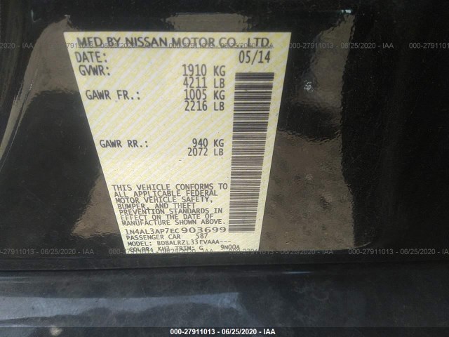 Photo 8 VIN: 1N4AL3AP7EC903699 - NISSAN ALTIMA 