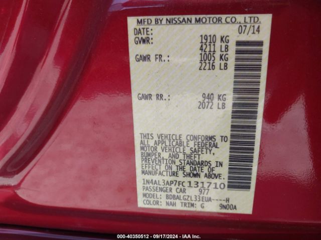 Photo 8 VIN: 1N4AL3AP7FC131710 - NISSAN ALTIMA 