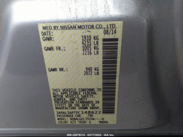 Photo 8 VIN: 1N4AL3AP7FC148622 - NISSAN ALTIMA 