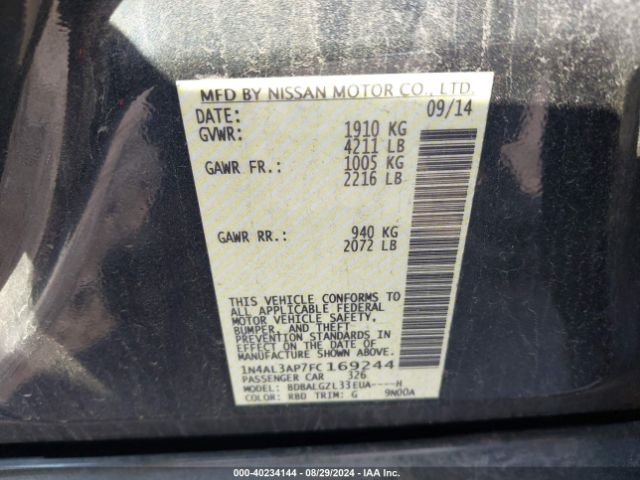 Photo 8 VIN: 1N4AL3AP7FC169244 - NISSAN ALTIMA 