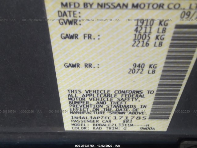 Photo 8 VIN: 1N4AL3AP7FC171785 - NISSAN ALTIMA 