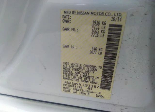 Photo 8 VIN: 1N4AL3AP7FC191387 - NISSAN ALTIMA 