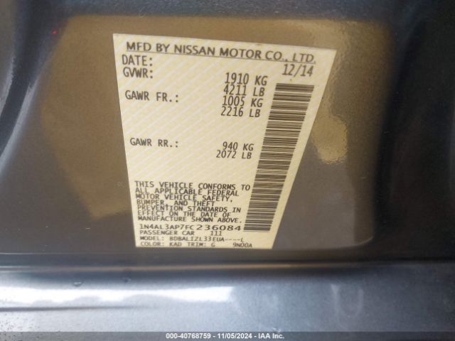 Photo 8 VIN: 1N4AL3AP7FC236084 - NISSAN ALTIMA 