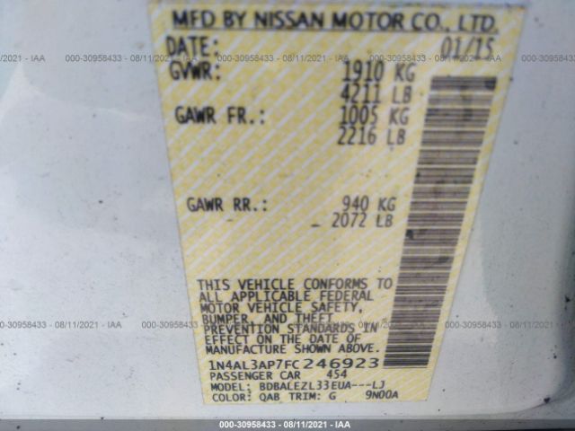 Photo 8 VIN: 1N4AL3AP7FC246923 - NISSAN ALTIMA 