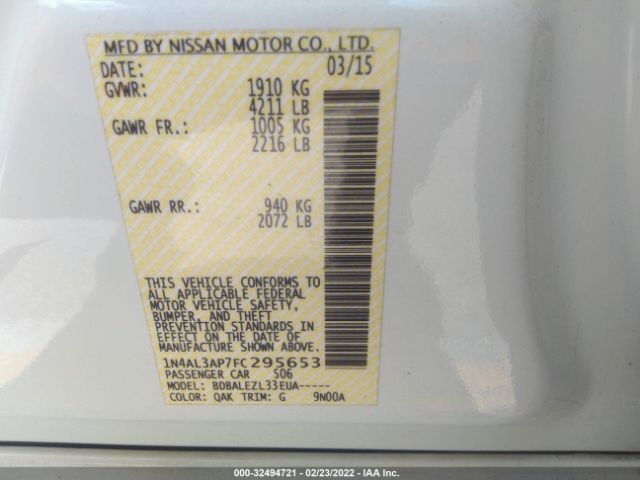 Photo 8 VIN: 1N4AL3AP7FC295653 - NISSAN ALTIMA 