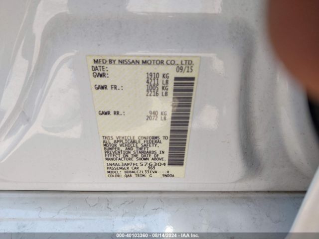 Photo 8 VIN: 1N4AL3AP7FC576304 - NISSAN ALTIMA 