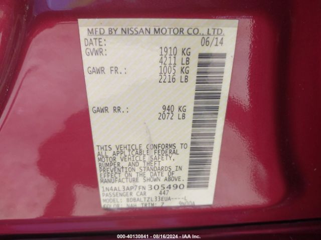 Photo 8 VIN: 1N4AL3AP7FN305490 - NISSAN ALTIMA 