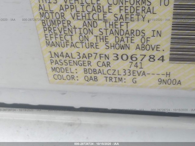 Photo 8 VIN: 1N4AL3AP7FN306784 - NISSAN ALTIMA 