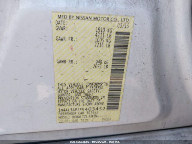 Photo 8 VIN: 1N4AL3AP7FN403452 - NISSAN ALTIMA 