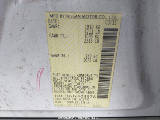 Photo 8 VIN: 1N4AL3AP7FN403578 - NISSAN ALTIMA 