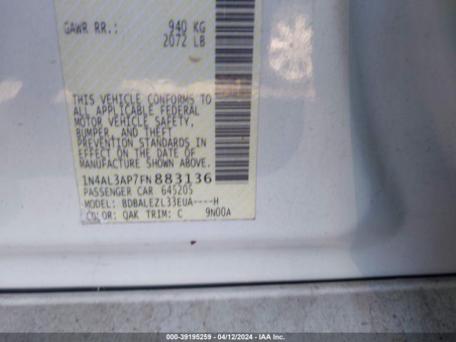 Photo 8 VIN: 1N4AL3AP7FN883136 - NISSAN ALTIMA 