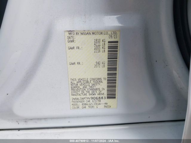 Photo 8 VIN: 1N4AL3AP7FN906883 - NISSAN ALTIMA 