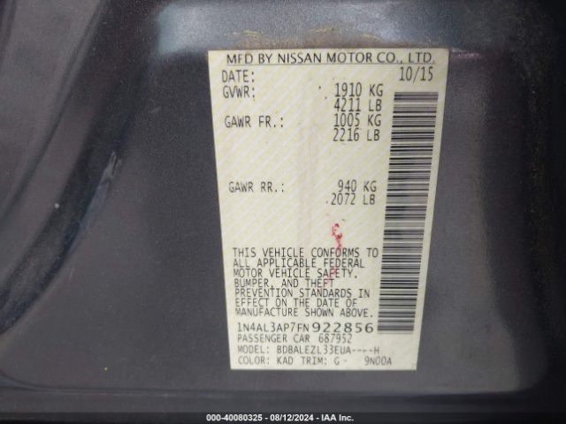 Photo 8 VIN: 1N4AL3AP7FN922856 - NISSAN ALTIMA 