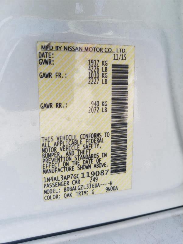 Photo 9 VIN: 1N4AL3AP7GC119087 - NISSAN ALTIMA 2.5 