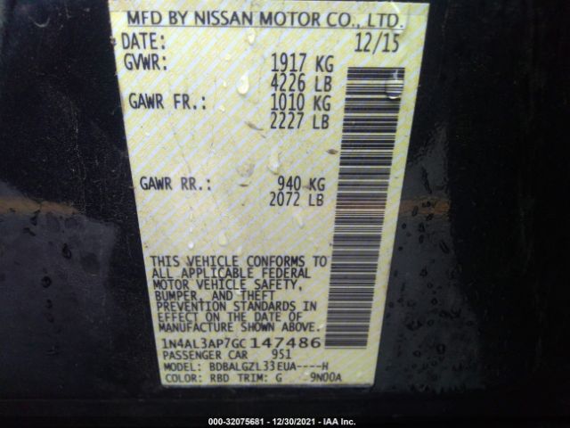 Photo 8 VIN: 1N4AL3AP7GC147486 - NISSAN ALTIMA 