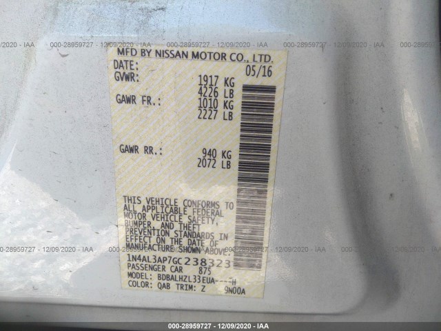 Photo 8 VIN: 1N4AL3AP7GC238323 - NISSAN ALTIMA 