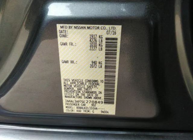 Photo 8 VIN: 1N4AL3AP7GC270849 - NISSAN ALTIMA 