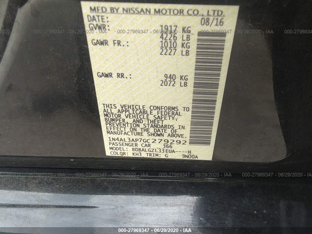 Photo 8 VIN: 1N4AL3AP7GC279292 - NISSAN ALTIMA 