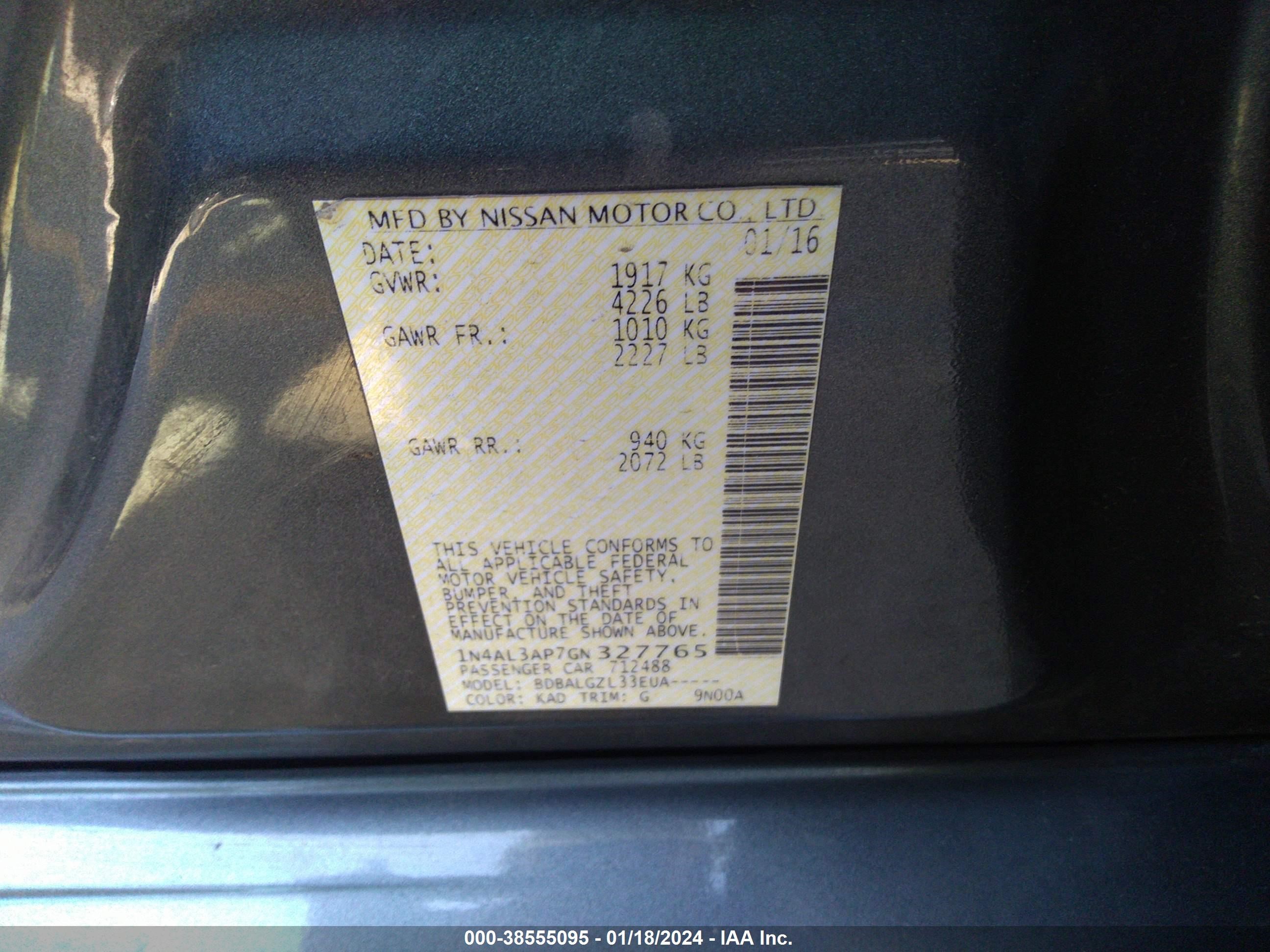 Photo 8 VIN: 1N4AL3AP7GN327765 - NISSAN ALTIMA 