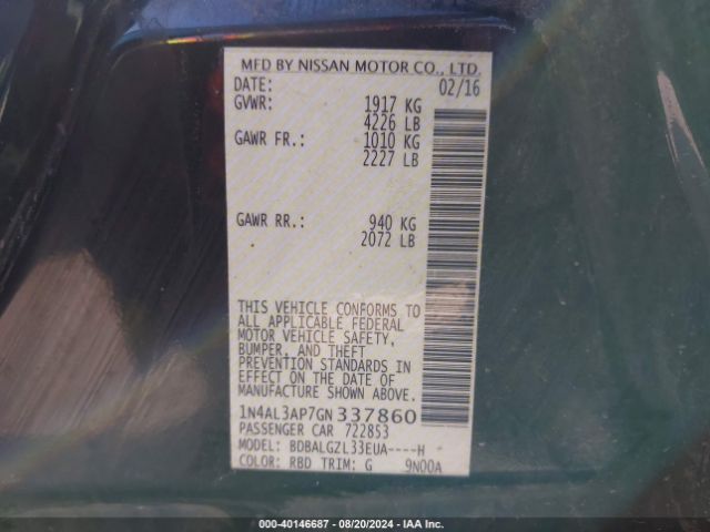 Photo 8 VIN: 1N4AL3AP7GN337860 - NISSAN ALTIMA 