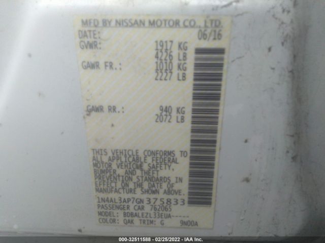 Photo 8 VIN: 1N4AL3AP7GN375833 - NISSAN ALTIMA 